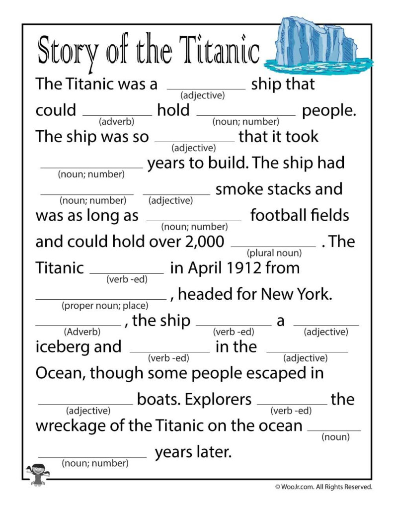 Story of the titanic Woo Jr Kids Activities In 2020 Mad Libs Mad 