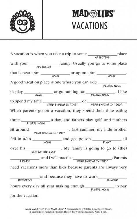 Summer Mad Lib FREE Printable Mad Libs Kids Mad Libs Printable Mad Libs