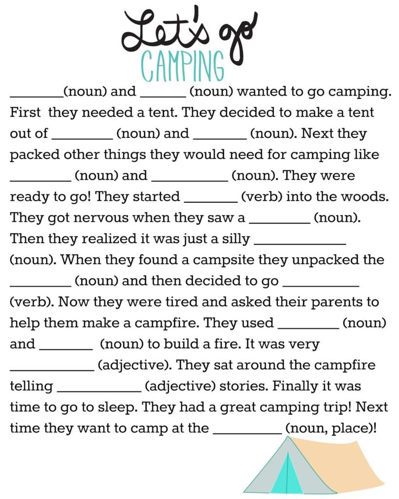 Summer Mad Libs For Kids Printable First Grade Tedy Printable Activities