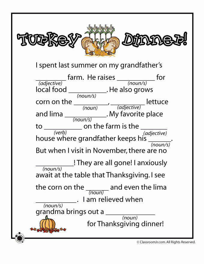 Thanksgiving Mad Libs Woo Jr Kids Activities Thanksgiving 