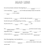 Thanksgiving Mad Libs Worksheets For Kids