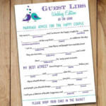 Wedding Mad Lib Guest Libs Wedding Game By PaintTheDayDesigns Wedding