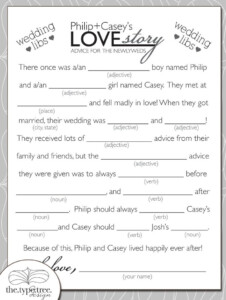 Wedding Mad Libs DIY Printable Pdf File Etsy