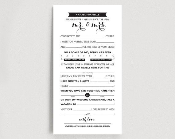 Wedding Mad Libs Printable Template Kraft Sign Mr And Mrs Etsy 