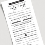 Wedding Mad Libs Printable Template Kraft Sign Mrs And Mrs Bride And