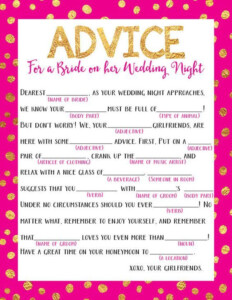 Wedding Night Mad Lib Bachelorette Party Printable Game Etsy