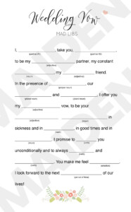 Wedding Vow Mad Libs Printable Digital File For Bridal Shower Etsy