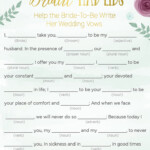 Wedding Vow Mad Libs Printable Wedding Vows