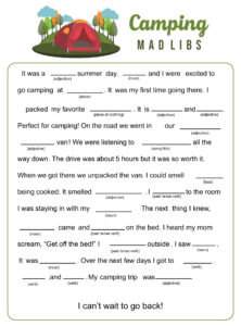 10 Best Camping Mad Libs Printable Printablee