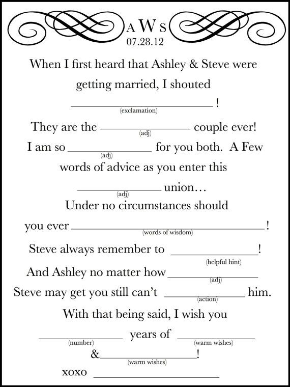 15 Mad Libs For Your Wedding BestBride101