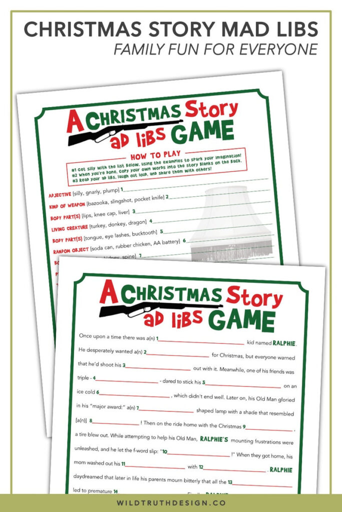 A Christmas Story Party Game Christmas Mad Libs Printable Etsy