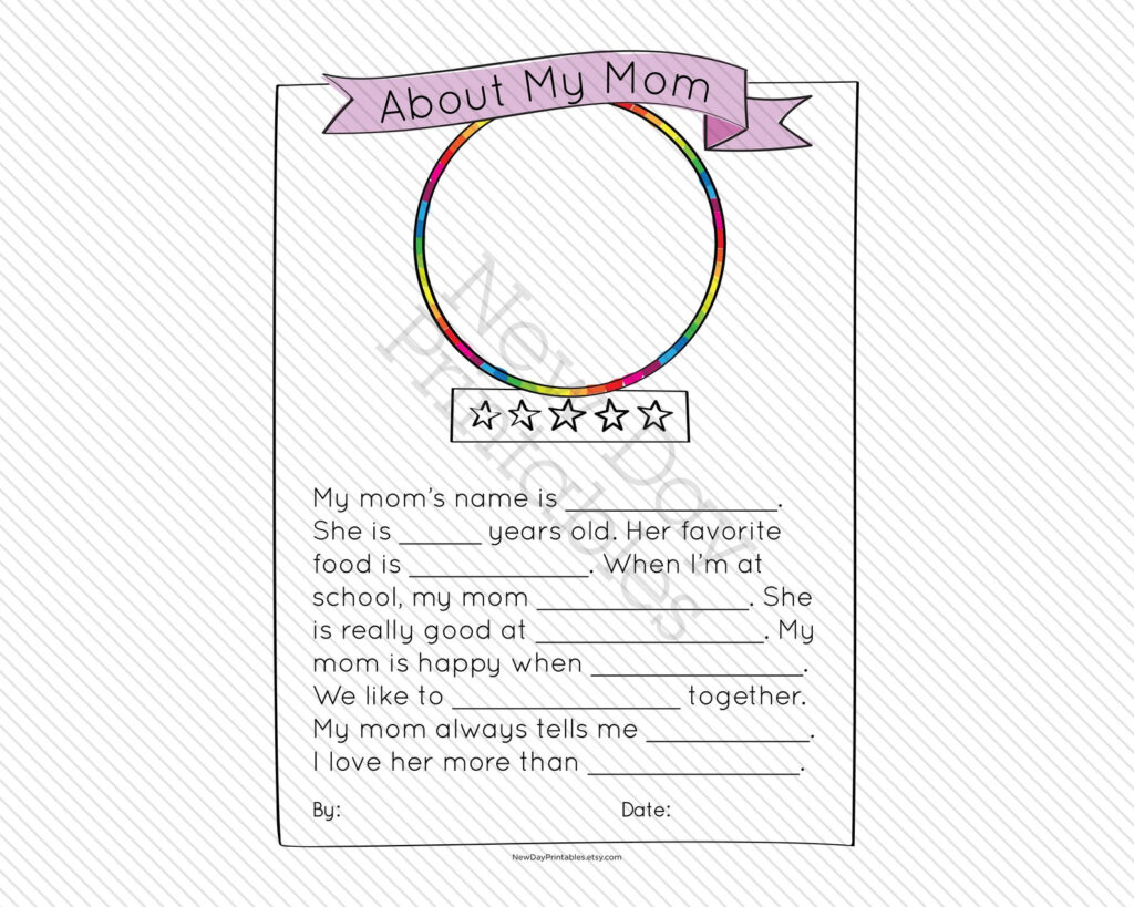 About My Mom Mother s Day Mad Libs Activity Printable For Etsy