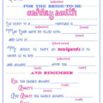 Bridal Wedding Shower Mad Libs Game Printable File