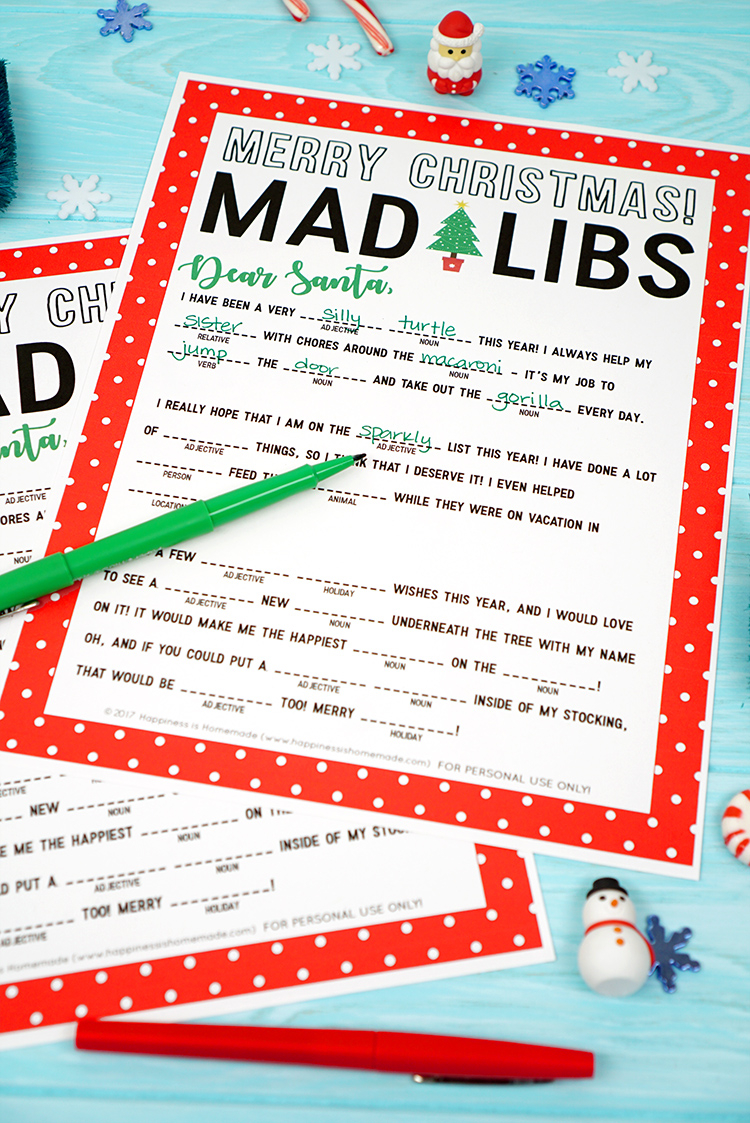 Christmas Mad Libs Printable Happiness Is Homemade