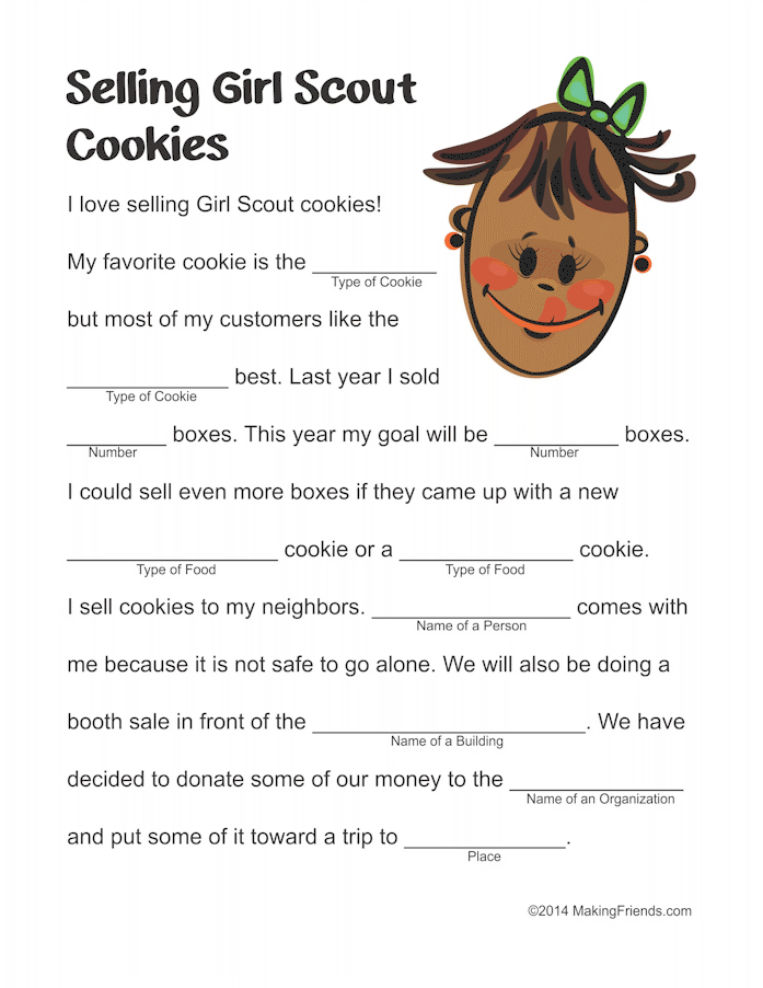 Cookies Mad Lib MakingFriendsMakingFriends