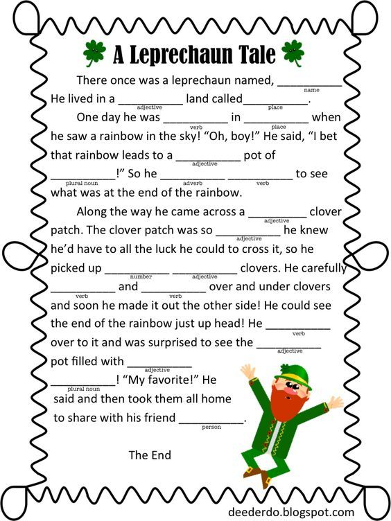 Deeder Do Leprechaun Mad Lib FREEBIE St Patricks Day Crafts For Kids 