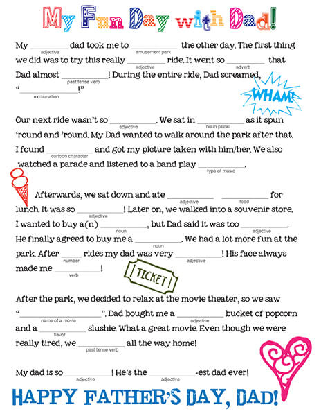 Father s Day Mad Libs Family Spice