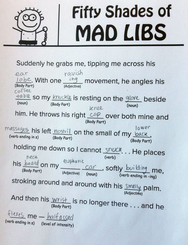 Fifty Shades Of Grey Mad Libs You Can Read With Your Mother Mad