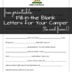 Fill in the Blank Letters To and From Camp Camp Letters Letters