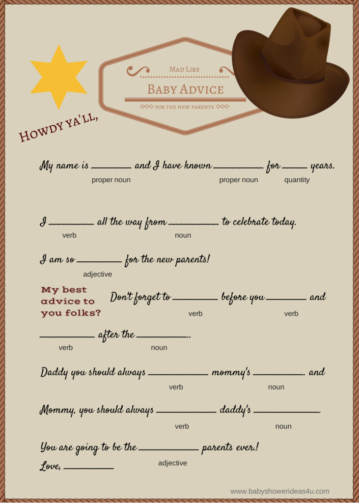 FREE Baby Mad Libs Game Baby Advice Baby Shower Ideas Themes Games