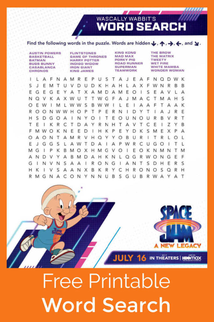 Free Printable Space Jam Word Search Mama Likes This