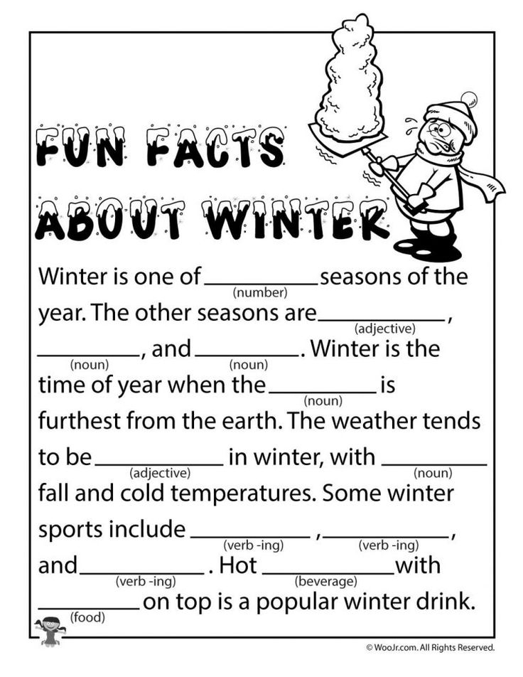 Fun Facts About Winter Mad Libs Woo Jr Kids Activities Fun Facts 