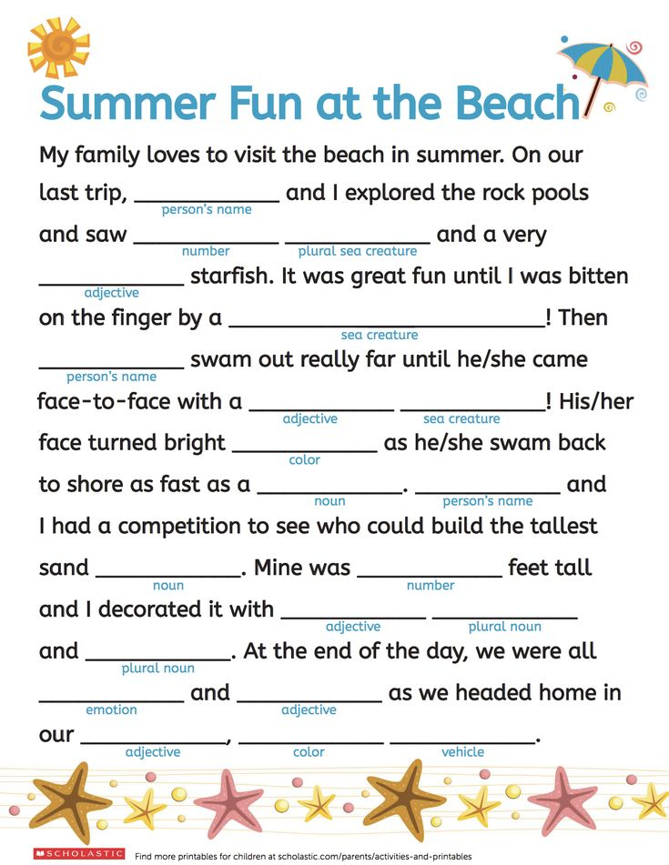 Get Your Kids Ready For A Summer To Remember With This Fun Mad Libs 