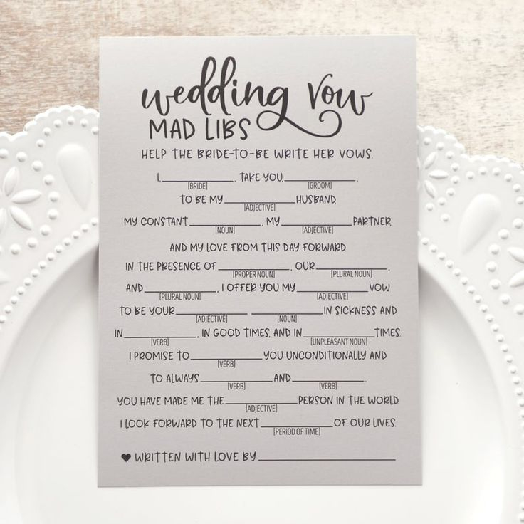 Grey Wedding Vow Mad Libs Grey Bridal Mad LibsVirtual Etsy 