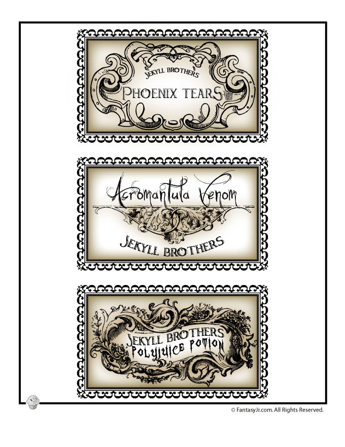 Harry Potter Potions Lab Labels Woo Jr Kids Activities