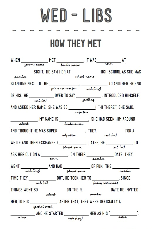 How They Met Free Printable Wedding Mad Libs POPSUGAR Smart Living