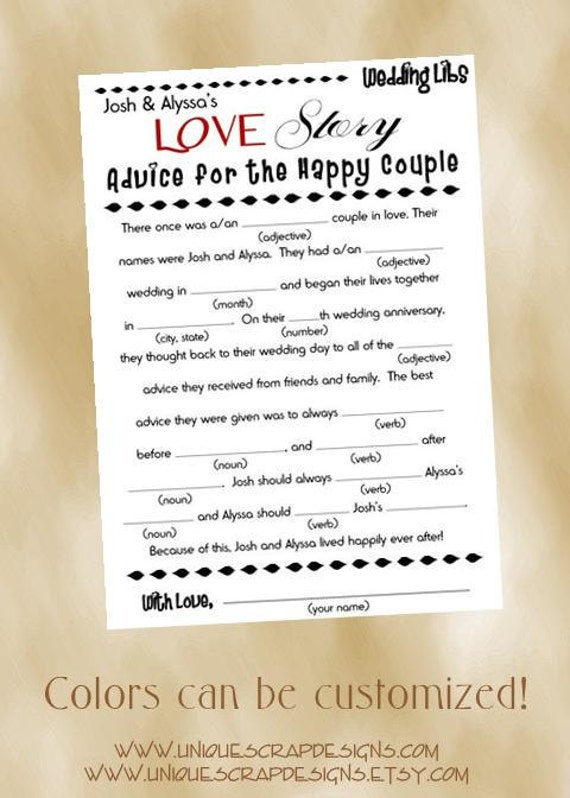 Items Similar To LOVE Story Wedding Mad Libs Style DAC2700 DIGITAL File 