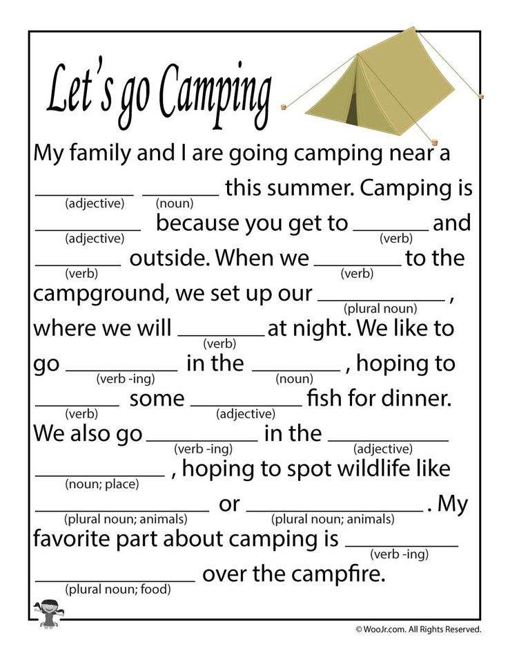 Let s Go Camping Mad Lib For Kids Woo Jr Kids Activities 