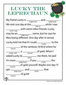 Lucky The Leprechaun Madlibs Woo Jr Kids Activities Lucky The