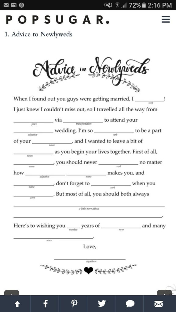 Mad Lib 1 Wedding Mad Libs Wedding Planning Printables Wedding 