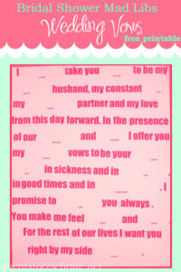 Mad Libs Wedding Vows Events To CELEBRATE