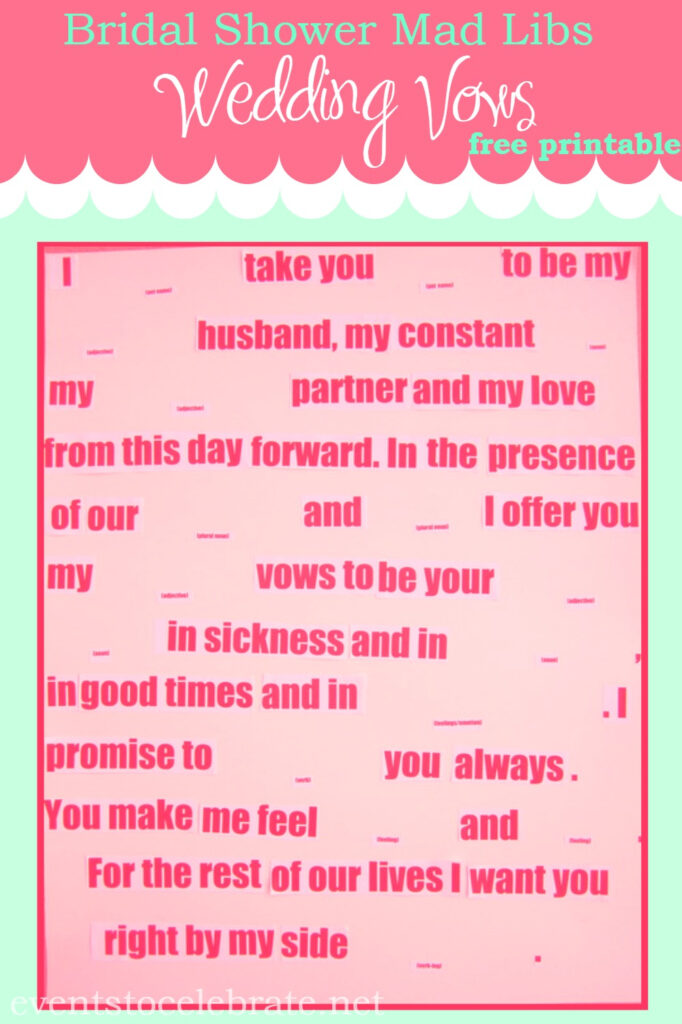 Mad Libs Wedding Vows Events To CELEBRATE 