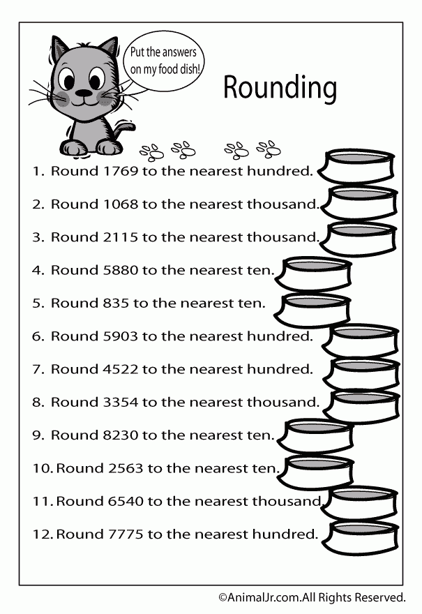 Math Worksheet Rounding Numbers Up To 4 Digits Woo Jr Kids Activities