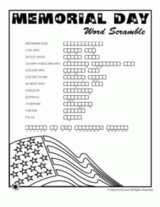 Memorial Day Word Scramble Woo Jr Kids Activities