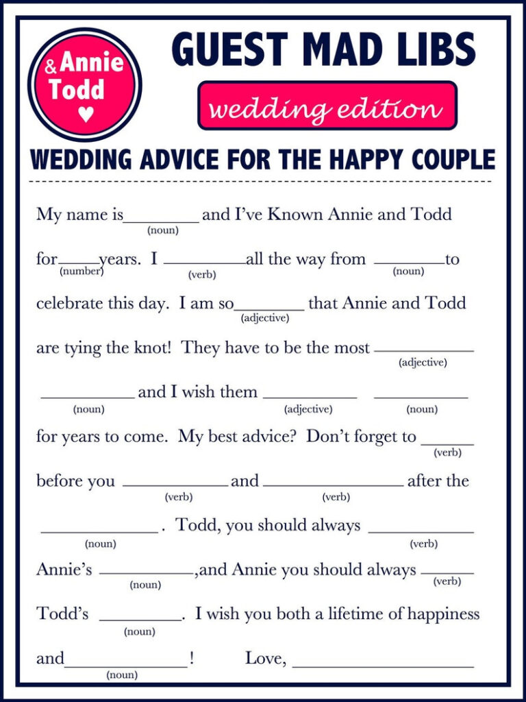 Modern Wedding Guest Book Wedding Mad Libs A Fun Guest Book Etsy