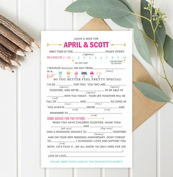 NEW Wedding Mad Libs Printable and Editable PDF Template Wedding 