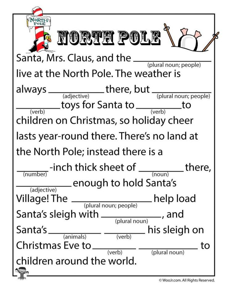 North Pole Mad Lib Woo Jr Kids Activities Christmas Mad Libs 