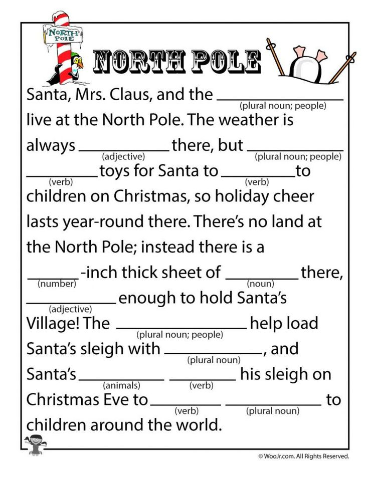 North Pole Mad Lib Woo Jr Kids Activities Christmas Mad Libs