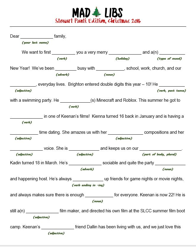 Not So Usual Christmas Letter MAD LIBS STYLE and 23 Other Ideas 