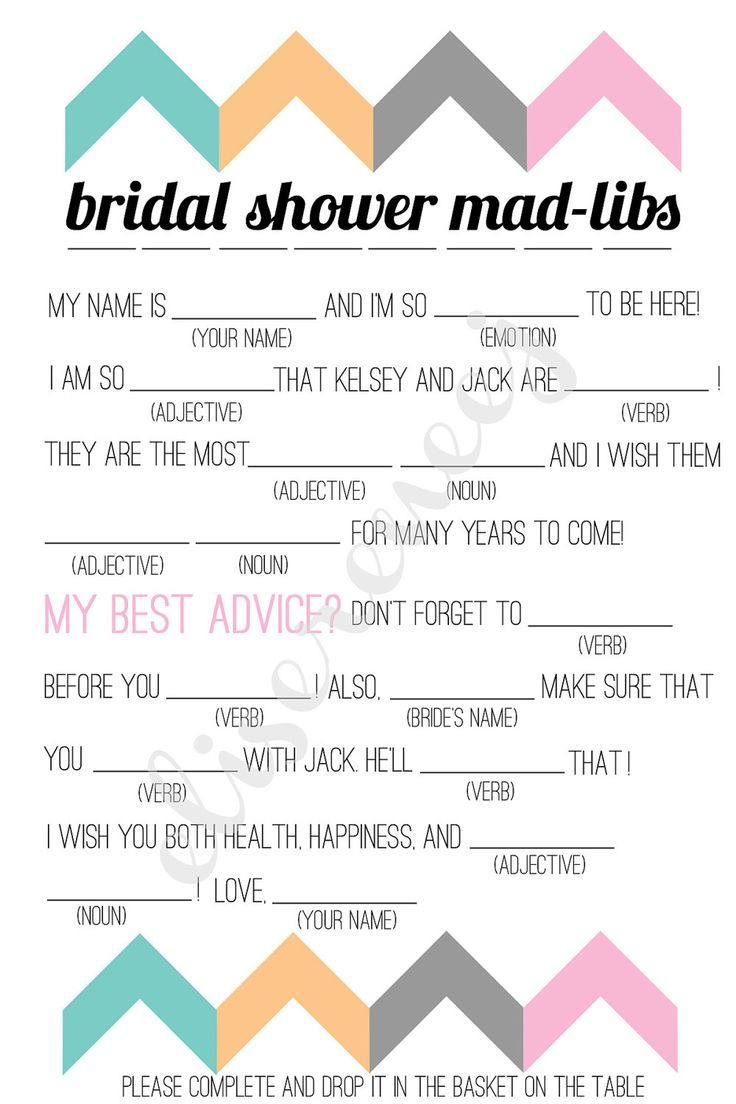 Printable Bridal Shower Mad Lib Bridal Shower Planning Wedding Mad