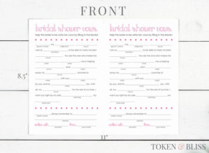 Printable Funny Wedding Vows Mad Libs For Bridal Shower Etsy