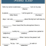 Printable Space Mad Lib Game That After School Life