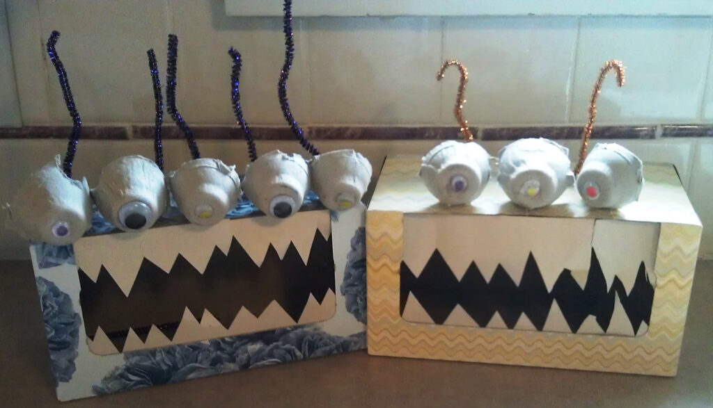 Recycled Craft Tissue Box Monsters aka Boogie Monsters Woo Jr 
