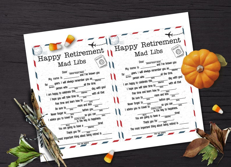 Retirement Mad Libs Happy Retirement Game Printable Etsy