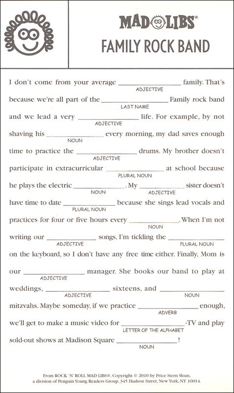 Rock n Roll Mad Libs 056346 Details Mad Libs Kids Mad Libs 