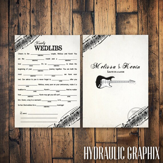 Rock N Roll Wedding Mad Libs With Guitar Marriage Advice Mad Etsy